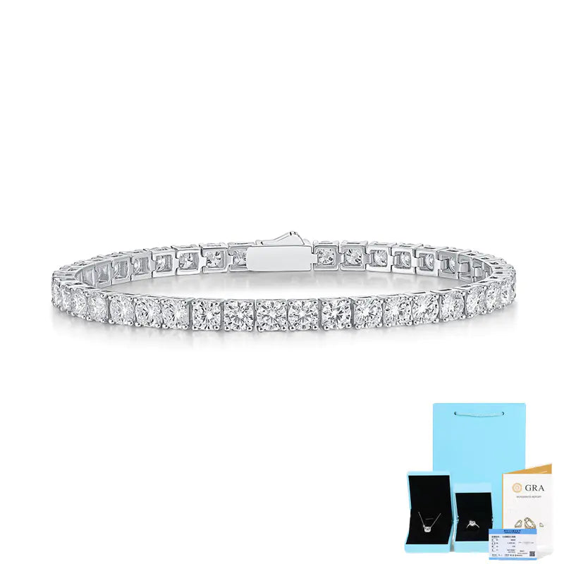"925 Silver Moissanite Bracelet – Dazzling Tennis Design for Women"