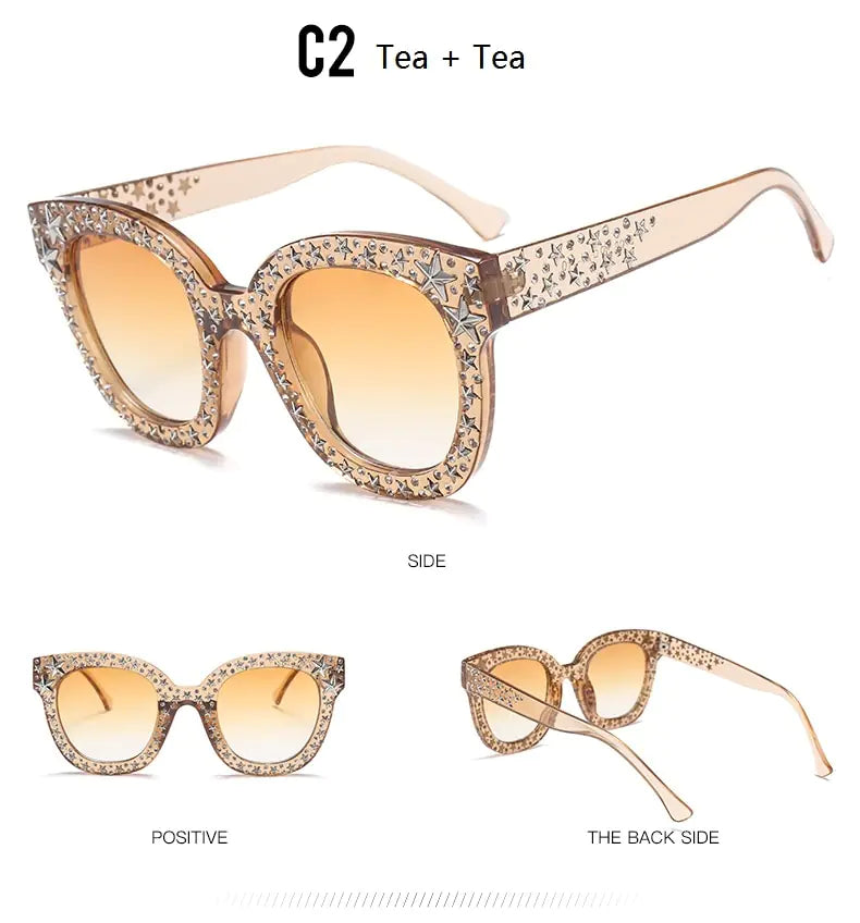 Elegant Star Diamond Cat Eye Sunglasses