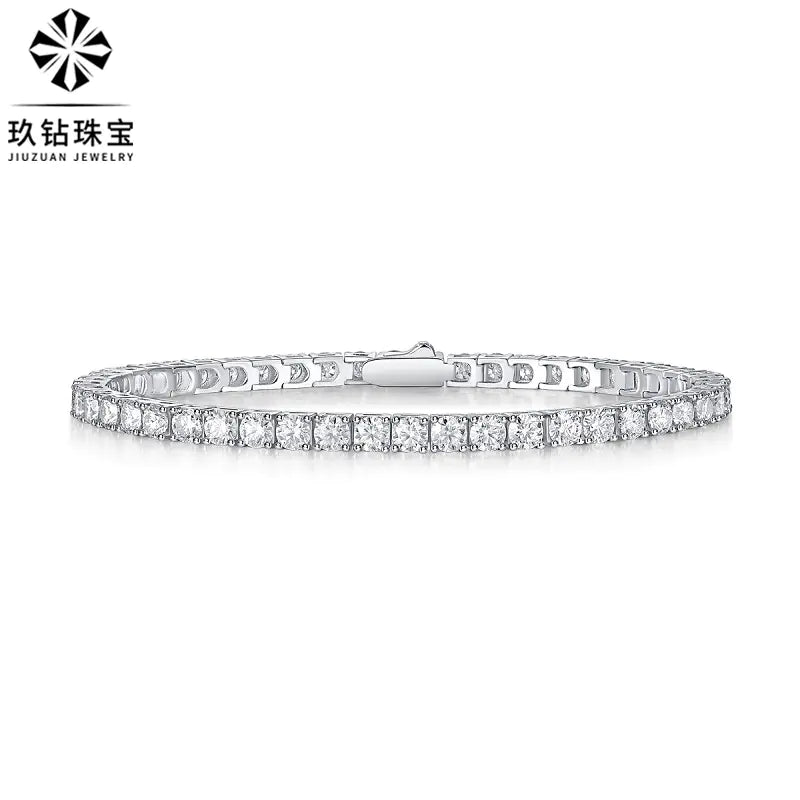 "925 Silver Moissanite Bracelet – Dazzling Tennis Design for Women"