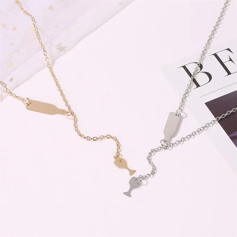 "Stainless Steel Wine Bottle Necklace – Stylish Accessory for Women"