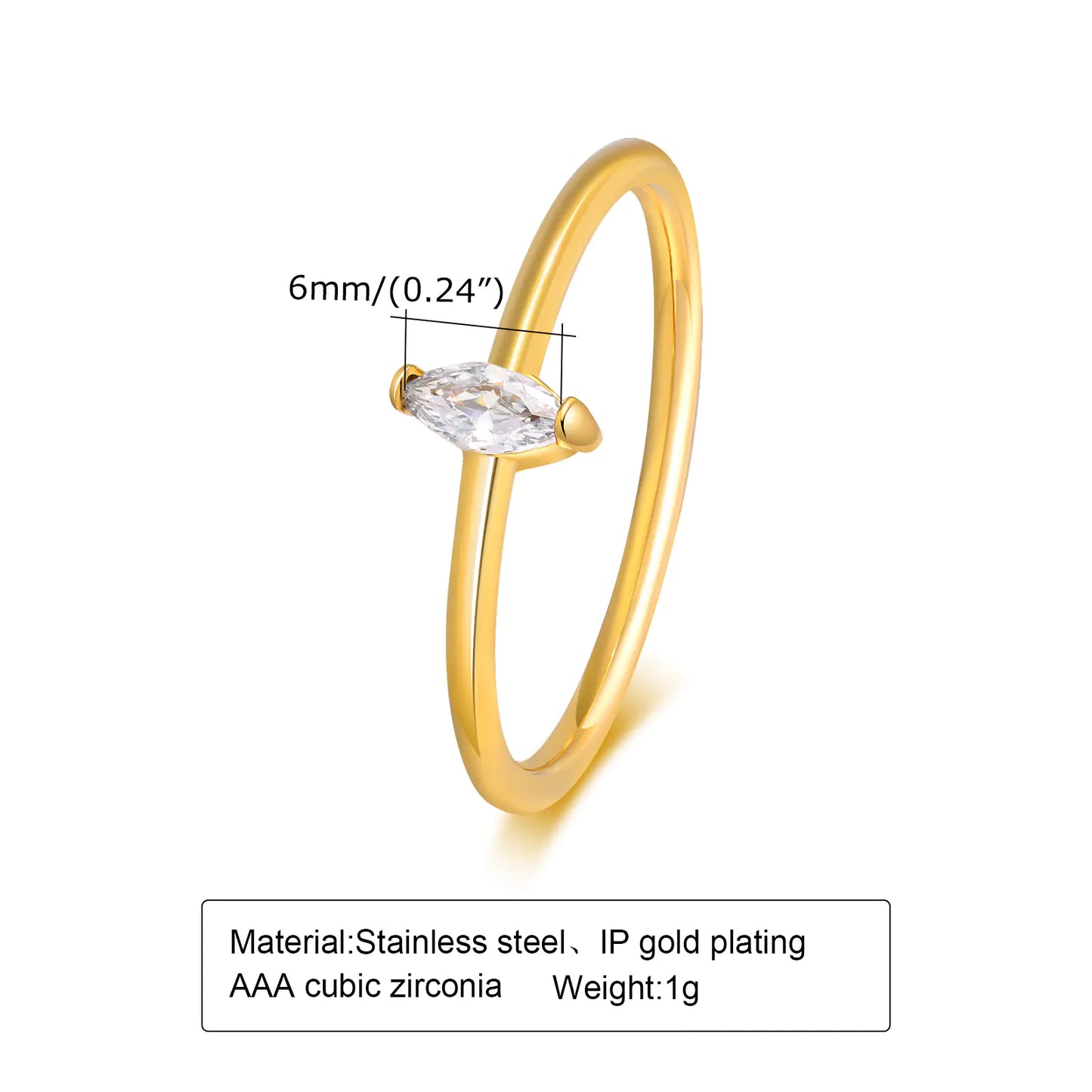"Gold Ring with Zircon Stone – Perfect for Women"