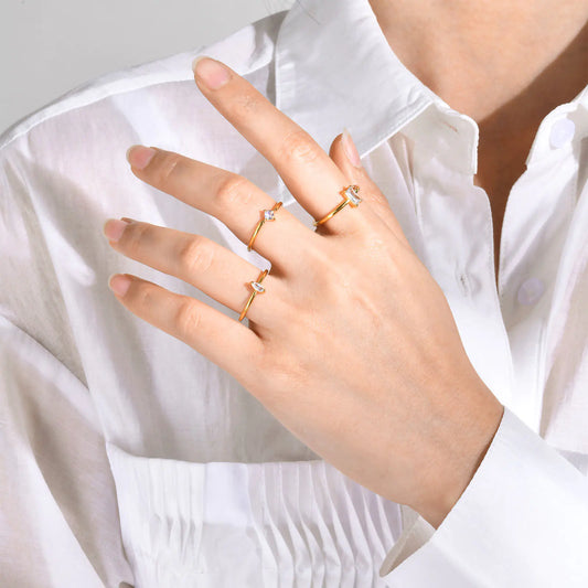 "Gold Ring with Zircon Stone – Perfect for Women"