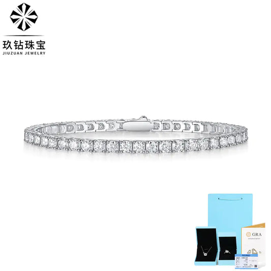 "925 Silver Moissanite Bracelet – Dazzling Tennis Design for Women"