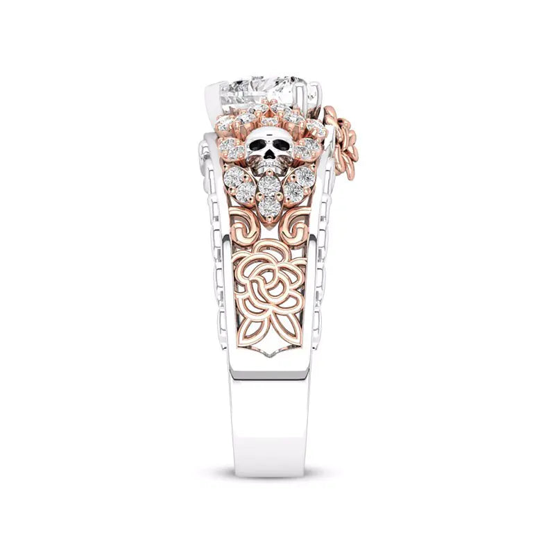 "Women’s Rose Gold Skull Ring – Stylish Copper Design"
