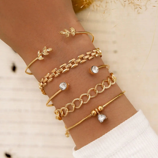 "Luxury Beaded Bracelet Quintet – Sophisticated Layering"