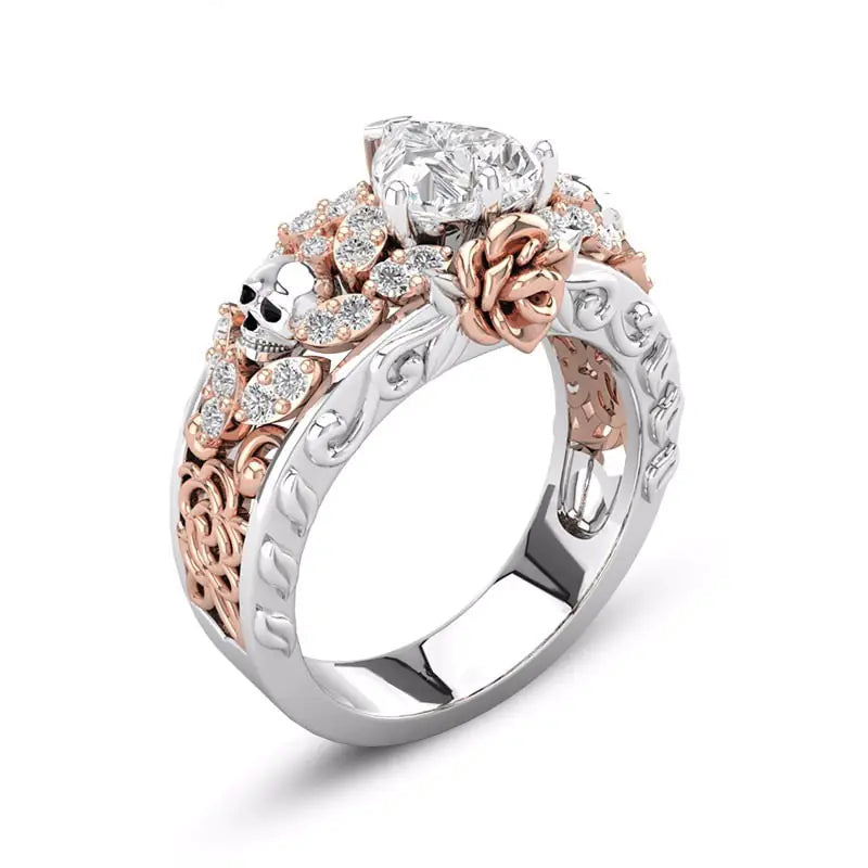 "Women’s Rose Gold Skull Ring – Stylish Copper Design"