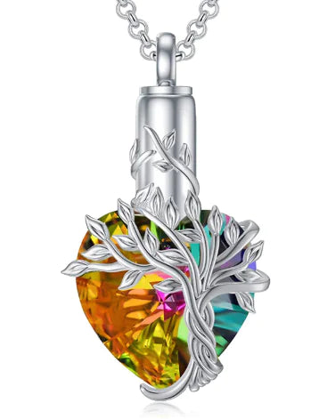 Gemstone Heart Memorial Necklace