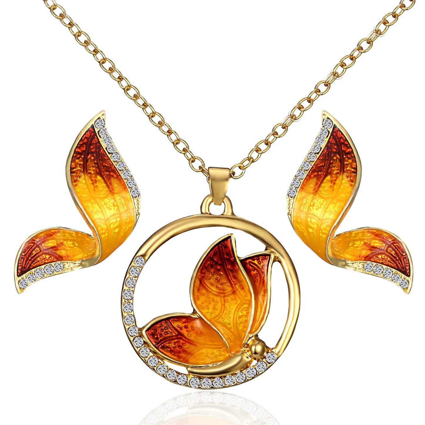 "Luxury Butterfly Pearl Necklace & Earring Set – Graceful & Chic"