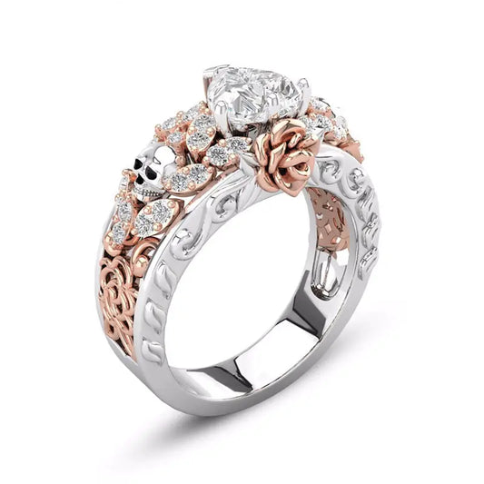 "Women’s Rose Gold Skull Ring – Stylish Copper Design"