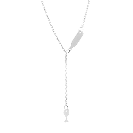 "Stainless Steel Wine Bottle Necklace – Stylish Accessory for Women"