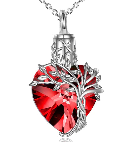 Gemstone Heart Memorial Necklace