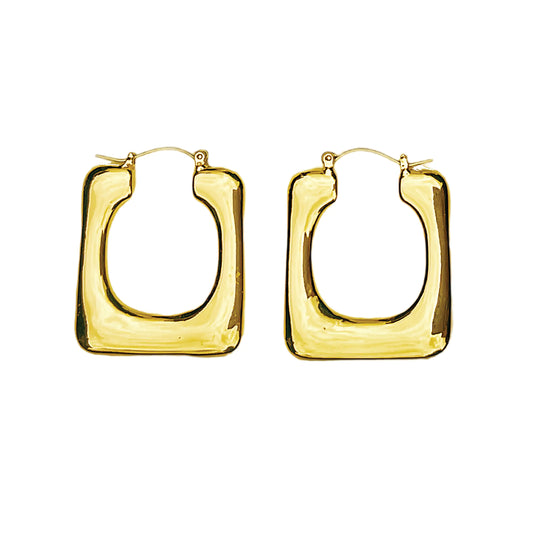 "Luxury Geometric Rectangle Hoop Earrings – Modern Statement Jewelry"