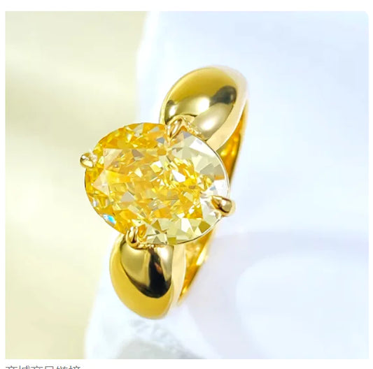 "Premium 925 Silver Yellow Diamond Ring – Ice Flower Design for Women"