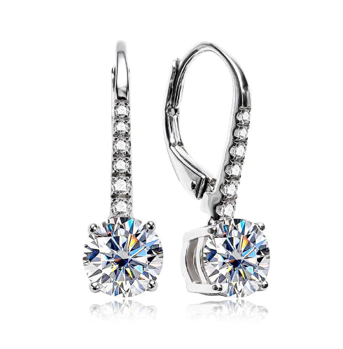 Moissanite Earrings 2 Carats in S925 Silver
