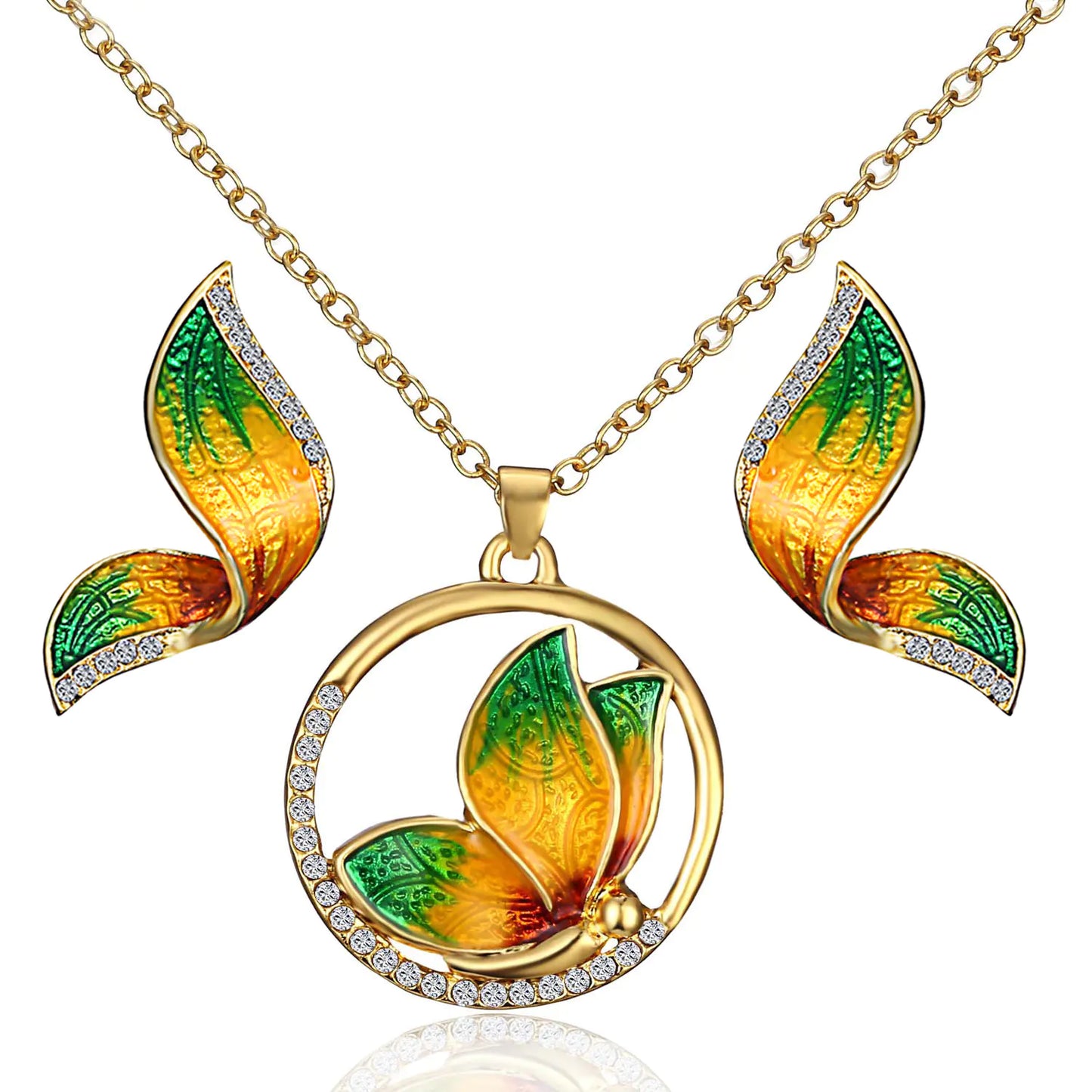 "Luxury Butterfly Pearl Necklace & Earring Set – Graceful & Chic"