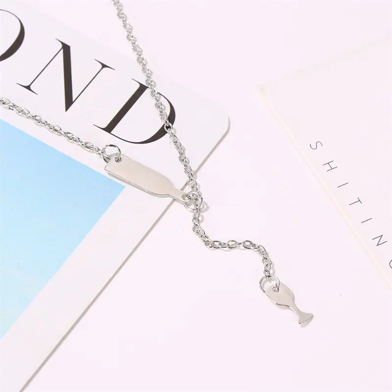 "Stainless Steel Wine Bottle Necklace – Stylish Accessory for Women"