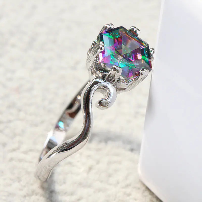 "Luxury Multicolor Zirconia Ring – Vibrant Elegance"