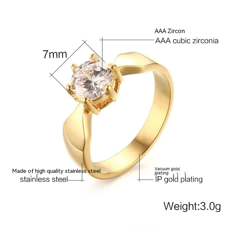 "Gold Ring with Zircon Stone – Perfect for Women"