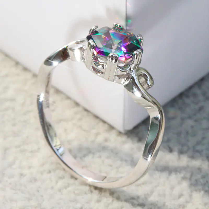 "Luxury Multicolor Zirconia Ring – Vibrant Elegance"